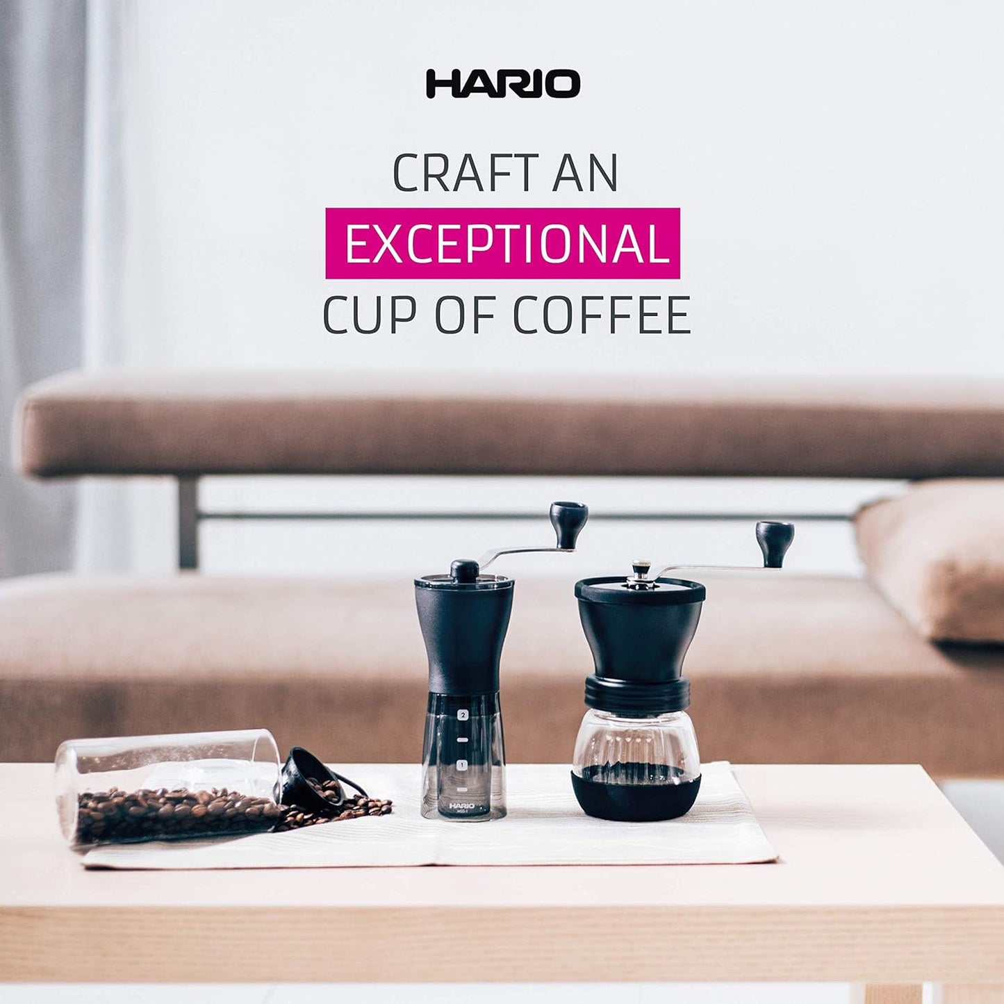 Hario - Molino de café de cerámica Mini-Slim Plus